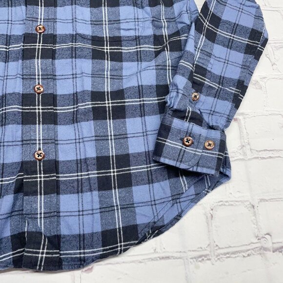 Brooks Brothers Fleece Flannel Button-up Kids S Blue Cotton - Picture 2 of 6